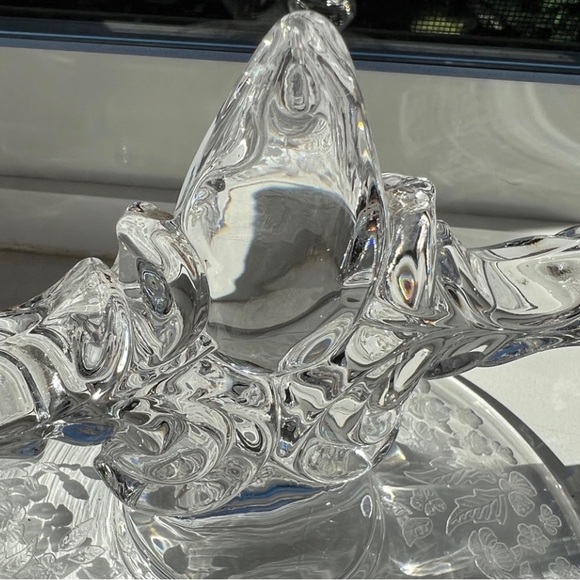 Vintage Glass New Martinsville Floral Etched Blown Glass Candlestick Holder - Picture 7 of 12